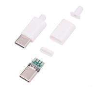 LVYXON Lot de 2 connecteurs USB C mâle vers PCB avec coque - Kit de réparation de soudure de type C pour câble à monter soi-même, données de carte verte et prise d'alimentation, boîtier noir ou blanc