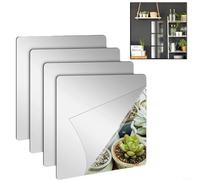 LVYXON Lot de 4 miroirs muraux carrés autocollants en acrylique souple pour salle de bain, maison, salle de sport (30 x 30 cm) - 2 mm d'épaisseur