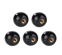 LVYXON Lot de 5 boutons de levier à boule en bakélite noire M5- pour poignée ronde filetée M10 avec insert en cuivre pour machine outil d'impression (M8 x 30)