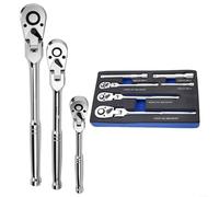 LVYXON Lot de 6 clés à cliquet à 72 dents, 1/4", 3/8", 1/2", barre d'extension pivotante et extensible