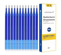 LVZONGXIN 12x recharge roller effaçable bleu, compatible recharge stylo etc., pour stylos à encre gel effaçables, pointe moyenne, rechargeable