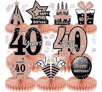 LWAIX Décoration de Centre Table Anniversaire 10pcs Deco Anniversaire 40 Ans en Nid d'abeille Décorations d'anniversaire de Fête pour Hommes Femmes (40)