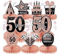 LWAIX Décoration de Centre Table Anniversaire 10pcs Deco Anniversaire 50 Ans en Nid d'abeille Décorations d'anniversaire de Fête pour Hommes Femmes (50)