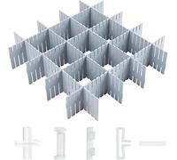 LWAIX Organisateur Tiroir Separateur Grille Diviseurs de Tiroirs Reglable | DIY Séparateurs de Tiroirs 16pcs pour Fournitures de Bureau, Chambre à Coucher, Cuisine, Ustensiles de Maquillage (Gris)
