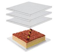LWAIX Supports à Gâteaux carré 25cm Cake Board Planches à Gâteau Pour le Transport et la Décoration Cake 3pcs (10 inch)