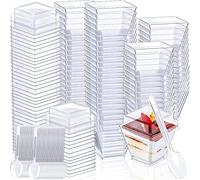 LWAIX Verrine Plastique Aperitif 50PCS Verrines Gobelets à Dessert Réutilisables Transparents avec Couvercle avec Cuillères pour Mousse Pudding Glace Buffet Dessert Pique-nique(2OZ/60-70ml)
