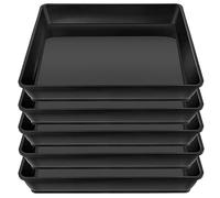 LWALRS Lot de 5 soucoupes carrées en Plastique de 30,5 cm pour Plantes d'intérieur et d'extérieur, Noir