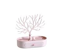 Lwaviwer Présentoir à bijoux en bois de cerf avec tiroirs, pour colliers, boucles d'oreilles, bijoux, support à bijoux en forme de cerf, rose