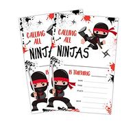 LWBEO Lot de 20 cartes d'invitation d'anniversaire avec enveloppes, invitations de fête d'anniversaire pour garçons ou filles, Ninja Boys Warrior Party Fournitures de fête d'anniversaire - A43