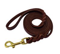 LWBMG Laisse en cuir pour chiens de petite et moyenne taille, 1,8 m, laisse fine tressée, en cuir véritable souple, laisse de dressage pour chiens de petite et moyenne taille (0,9 x 1,8 m, marron)