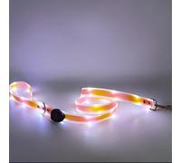 LWBMG Laisse LED pour chien à 3 modes d'éclairage - Rechargeable - 1,2 m - Pour promenade nocturne - Laisse en silicone pour chiens de petite, moyenne et grande taille - Jaune