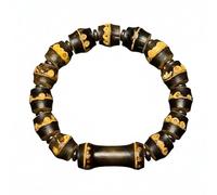 LWDXQQTX Bracelet extensible fait à la main en bambou en forme d'os - Cadeau de méditation porte-bonheur, One Size, Bois, Agate