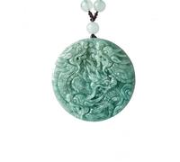 LWDXQQTX Collier avec pendentif en jade en forme de dragon en forme de phénix - Bijou de prière zen - Cadeau porte-bonheur (perle ronde (F))