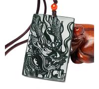 LWDXQQTX Phoenix Jade Sculpture Ornements Dragon Forme Jade Pendentif Collier Zen Prière Perle Bijoux Bonne chance Cadeau (Ordinaire (c))