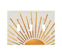 LWDZLHD Plaque murale décorative à 3 interrupteurs dorés du milieu du siècle pour cuisine, salle de bain, chambre à coucher - 17 x 12,2 cm