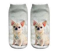 LWHRKSJC Cheville Chaussettes 3D imprimé Chihuahua chien chiot femmes chaussettes mignon chaussette basse coupe cheville