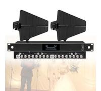 LwiftGal SystèMe De Distribution d'alimentation D'Antenne UHF, Amplificateur De Signal De Microphone sans Fil avec 2 Antennes, Plage De FréQuences 450-950 MHz, 8/16 EntréEs/Sorties 16Input
