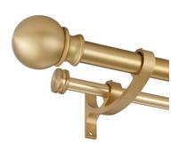 Lwiiom Tringle à rideaux double avec supports bouquet en aluminium et embouts ronds, tringles à rideaux pour fenêtres de 71,1 à 121,9 cm, tringle à rideaux double de 2,5 cm avant et 1,6 cm arrière