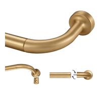 Lwiiom Tringle à rideaux réglable pour fenêtres de 71 à 142 cm, épissure interne de 2,5 cm de diamètre, tringle à rideaux occultants avec embouts et supports en aluminium, design enveloppant, doré
