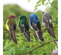 lwingflyer 4pcs Couleurs Mélangées Artificiel Plumes Oiseaux 6 Pouces Clip sur Moineau Oiseau Ornements pour Arbre de Noël Décoration Couronne Artisanat Jardin Maison Décor Accessoires de Fête