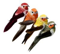 LWINGFLYER 4pcs Oiseaux Artificiels Clip sur Les Ornements d’Oiseaux avec des Plumes pour la Décoration d’Arbre de Noël de Printemps Les Arts et l’Artisanat et Les Arrangements Floraux