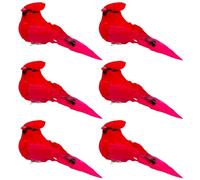 LWINGFLYER 6pcs Clip sur Rouge Cardinal Oiseaux 5,5 Pouces Tissu Mousse Plumes Oiseaux artificiels Ornements pour décoration d’Arbre de Noël Nouvel an décor Couronne Artisanat