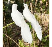 lwingflyer Lot de 2 Décorations à Clipser pour Sapin de Noël, Gâteaux de Mariage Centres de Table Couronne Arrangement Floral Funérailles - Colombes de Paix Blanches - 22,9 cm