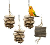 LWINGFLYER Lot de 4 jouets à mâcher en carton naturel pour petits perroquets, perruches, calopsittes, perruches, inséparables, canaris