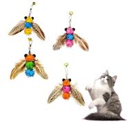 LWINGFLYER Lot de 4 jouets interactifs en plumes pour chat en forme d'abeille, jouets interactifs pour chats d'intérieur