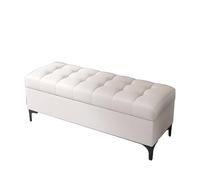 LWJSOCP Banc de Rangement Blanc avec Coussin, 100 cm de Rangement à Chaussures pour entrée, Chambre ou Salon. Élégant Espace de Rangement dissimulé. Revêtement en Fourrure pour Plus de Confort et d'