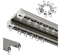 LWJSOCP Barre de Rideaux Double à Fixation Plafond en Aluminium avec système de Glissement Silencieux et Clips pour Rideaux de Salon et de Chambre (Champagne 350 cm)