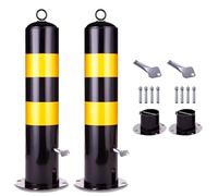 LWJSOCP Bornes de stationnement Robustes en Acier, barrières de Circulation avec chaîne, bloqueurs d'allée Amovibles, Hauteur 55 cm, Lot de 2, poteaux de sécurité Noirs pour Une Gestion Efficace des