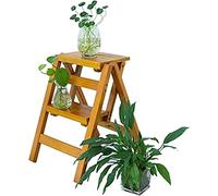 LWJSOCP Chaise échelle Pliante en Bois, Tabouret à 2 marches, Tabouret Portable, siège échelle Polyvalent, pour la Maison, la Cuisine, la Salle de Bain (Naturel R)