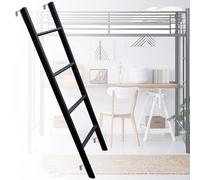 LWJSOCP Échelle de lit superposée Noire 45"/51"/55"/60" avec 4 Crochets Blancs, échelle de Remplacement en métal, échelle Universelle 4/5 marches pour Camping-Car, échelle latérale multifo