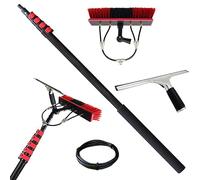 LWJSOCP Kit de Nettoyage de vitres télescopique avec Brosse et raclette, Perche télescopique Extensible de 3,6 à 10,8 m alimentée en Eau, pour Le Nettoyage des toitures et des vitres, outi