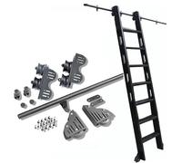 LWJSOCP Kit de quincaillerie pour échelle roulante Extensible, kit de Rail pour échelle coulissante de bibliothèque avec Rail Rond, kit de Rail d'extension de 1 à 6 m pour Bureau en Mezzanine, Rail