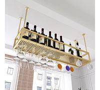 LWJSOCP Porte-Verres à vin Vintage réglable, Porte-Bouteilles Suspendu, décoration de Plafond pour Bars, Restaurants et Cuisines, Finition dorée, Taille : 20 cm (8 Pouces). Idéal pour Un u