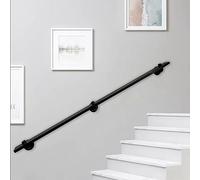 LWJSOCP Rambarde d'escalier Industrielle en Fer forgé Noir de 6 m (20 pi) avec Supports muraux, Style Moderne pour intérieur et extérieur.