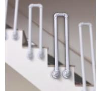 LWJSOCP Rambarde d'escalier Industrielle en Tuyau, Fixation latérale antidérapante, pour marches intérieures et extérieures, 80 cm (31,5 po), Blanche, en Fer Durable, pour Mezzanine.