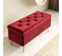 LWJSOCP Stylish Storage Bench with Cushion Upholstered Ottoman with Storage Shoe Rack Footrest Metal Legs & Solid Wood Frame for Bedroom Living Room Entryway Dressing Room (15.7in/40cm Win