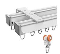 LWJSOCP Système de Tringle à Rideaux pour Fixation Plafond et Mur, Tringle Simple ou Double, kit d'installation Complet, Blanc, séparateur de pièce pour Plus d'intimité, décoration intérieure, ensem