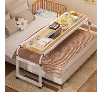 LWJSOCP Table de lit réglable sur roulettes, Hauteur et Largeur Ajustables, Chariot pour Ordinateur Portable, Bureau Roulant pour la Maison, l'hôpital, Les Repas et Le Travail, Table de ch