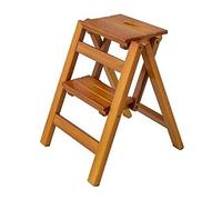 LWJSOCP Tabouret d'intérieur escamotable, Tabouret Pliant en Bois, Tabouret échelle Portable Multifonction (2 Couches Naturelles)