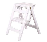 LWJSOCP Tabouret escabeau en Bois - Chaise échelle Pliante à 2 Niveaux pour Cuisine, Bureau, bibliothèque - Conception compacte, capacité de Charge de 150 kg, Usage intérieur Multifonction
