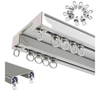 LWJSOCP Tringle à Rideaux Double en Aluminium à Fixation Plafond avec système de Glissement Silencieux et Clips pour Rideaux de Salon et de Chambre (Blanc 360 cm)