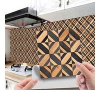 LWLFC Carrelage Adhésif 15x15 Noir Marron Credence Adhesive pour Cuisine Brique,20 Pcs Stickers Muraux Salle de Bains Adhesif Mural avec Motifs Dalle Pvc Murale