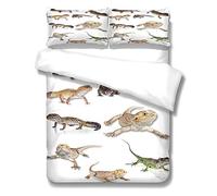 LWLFC Couette 1 Personnes Motif De Lézard Parure de Lit avec 2 Taies d'oreiller 50X75 cm - Housse Couette avec Fermeture Éclair,Linge de Lit et Oreillers