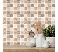 LWLFC Credence Adhesive pour Cuisine 20X20 Couleur Claire Stickers Cuisine Stickers Muraux Cuisine Carrelage Adhesif Mural Stickers Salle de Bain Dalle Pvc Adhesive Murale （10 Pièces）, 20x20cm