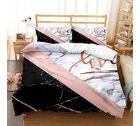 LWLFC Housse de Couette 200X200 Marbre Noir Blanc Parure de Lit avec 2 Taies d'oreiller 50X75 cm - Housse Couette avec Fermeture Éclair,Linge de Lit et Oreillers