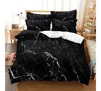 Housse de Couette 260 X 240 Marbre Noir Parure de Lit avec 2 Taies d'oreiller 50X75 cm - Housse Couette avec Fermeture Éclair,Linge de Lit et Oreillers,Housse de Couette Enfant